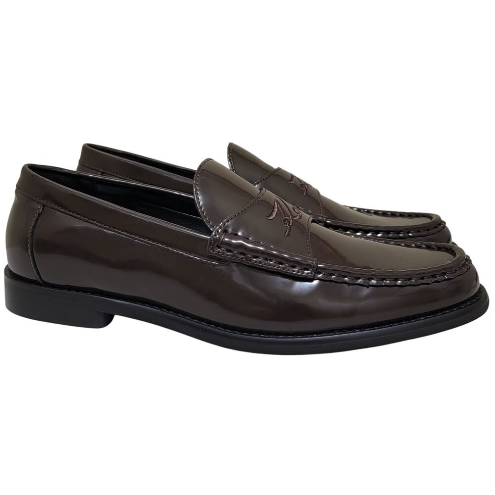Karl Lagerfeld Men Faron Logo Moccasin Penny Loafers Size US 9.5 Dark Brown